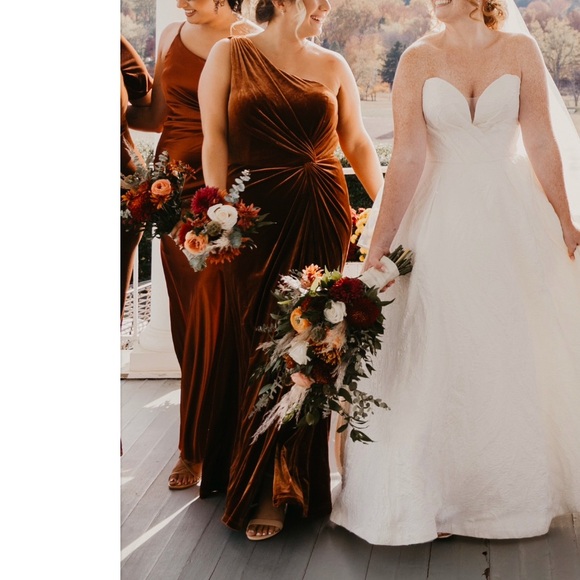 Revelry Dresses & Skirts - Revelry One Shoulder Velvet Dress in Rich Brown
